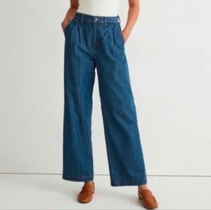 Madewell Baggy Straight Jean size 33 Pleats Wide Leg High Rise Trouser Pockets